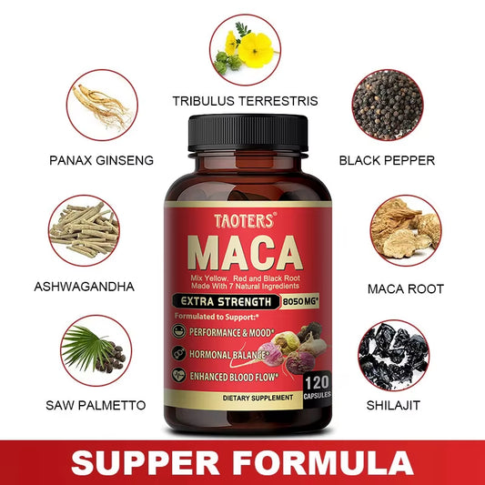 Maca Root Extract Supplements Support Energy, Endurance and Athletic Performance, Mood and Energy.