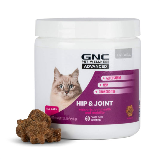 Pets Advanced Hip & Joint Health Cat Chew Supplements, Mobility and Joint Support Soft Chews for Cats, Treats Include Glucosamine, Chondroitin , and MSM, Feline Health Supplies, 60 Count