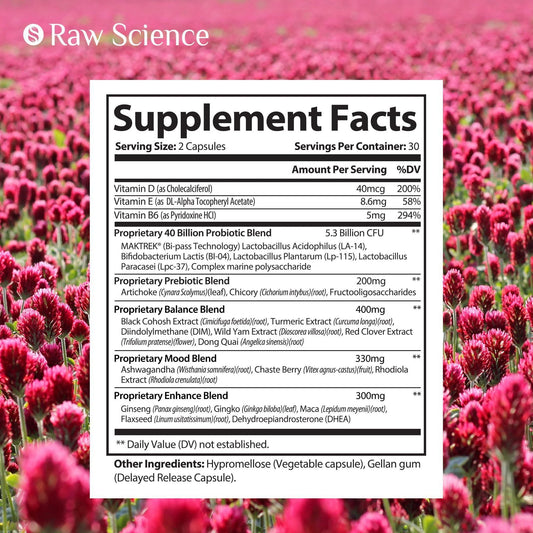 Menopause Supplements for Women Black Cohosh for Menopause Hot Flashes Night Sweats & Hormone Balance with DIM Vitex Dong Quai Red Clover Complete Menopause Support Vaginal Health 60 Capsules