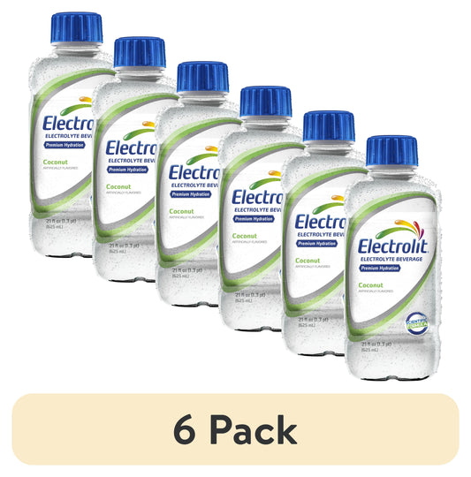 (6 Pack) Electrolyte Drink, Coconut, 21Oz Bottle