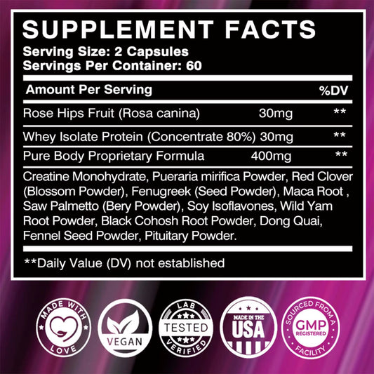 Women'S Health Supplements - Enhance Natural Curves, Anti-Sagging - 120 Capsules