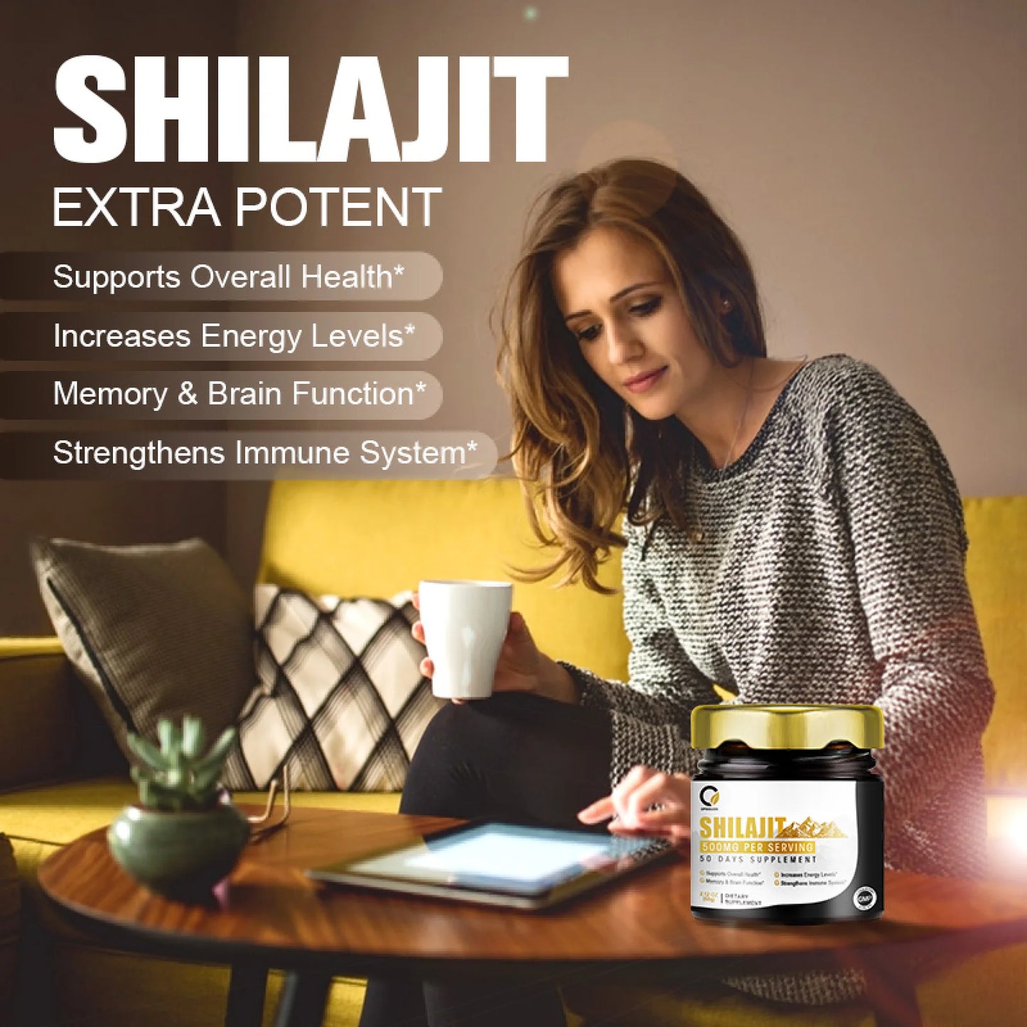 Himalayan Shilajit Resin Supplements 500Mg,Support Immune & Energy for Men and Women,2.1 Oz