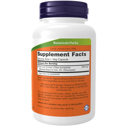 Supplements, Olive Leaf Extract 500 Mg, Free Radical Scavenger*, 120 Veg Capsules