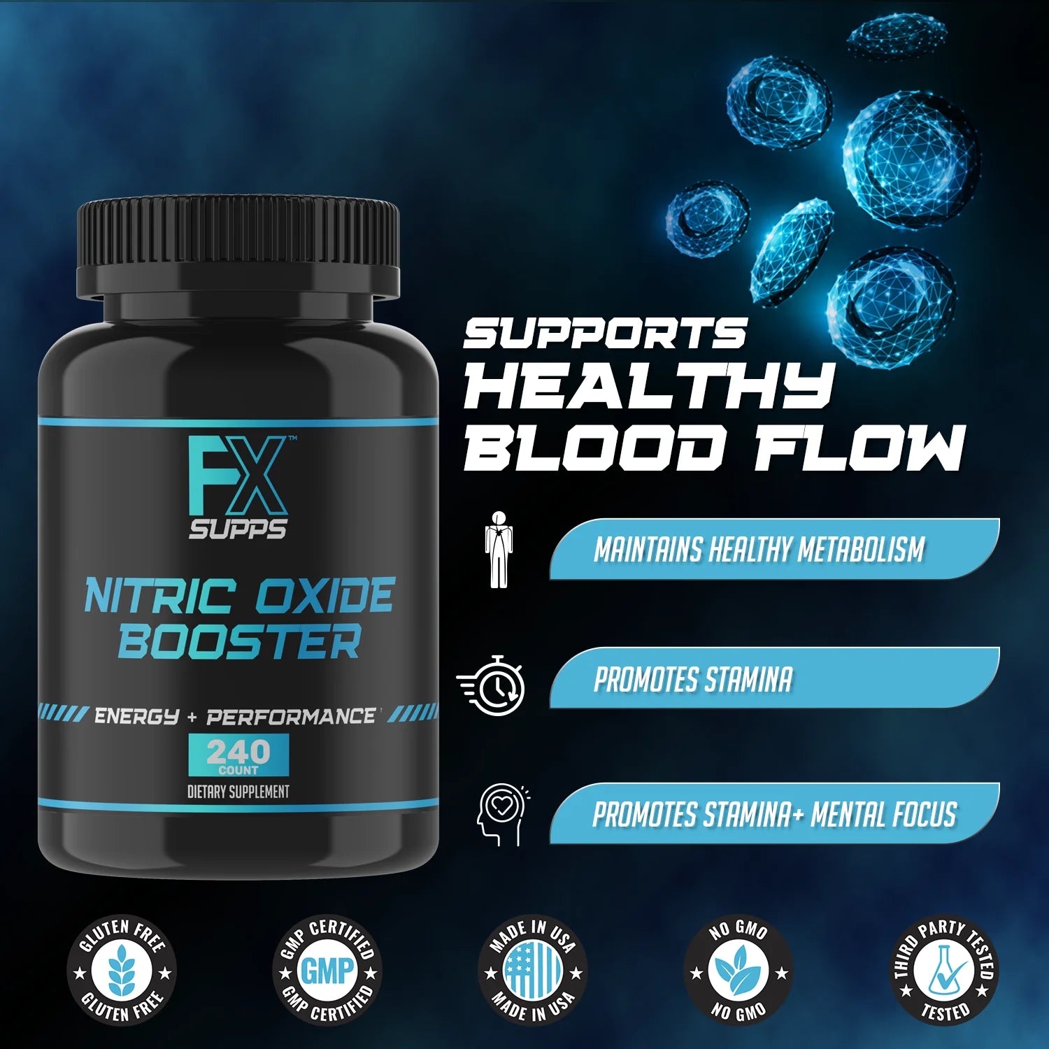 Nitric Oxide Booster Natural 1380 Mg L-Arginine, L-Citrulline, and Beta-Alanine Capsules for Vascularity & Energy, 240 Count