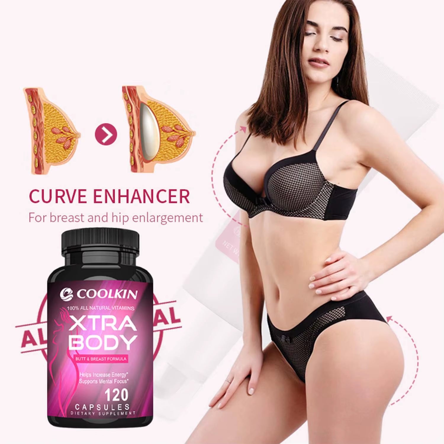 Women'S Health Supplements - Enhance Natural Curves, Anti-Sagging - 120 Capsules