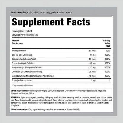 Trace Minerals Supplements | 120 Tablets | Therapeutic Grade | Non GMO, Gluten Free | by