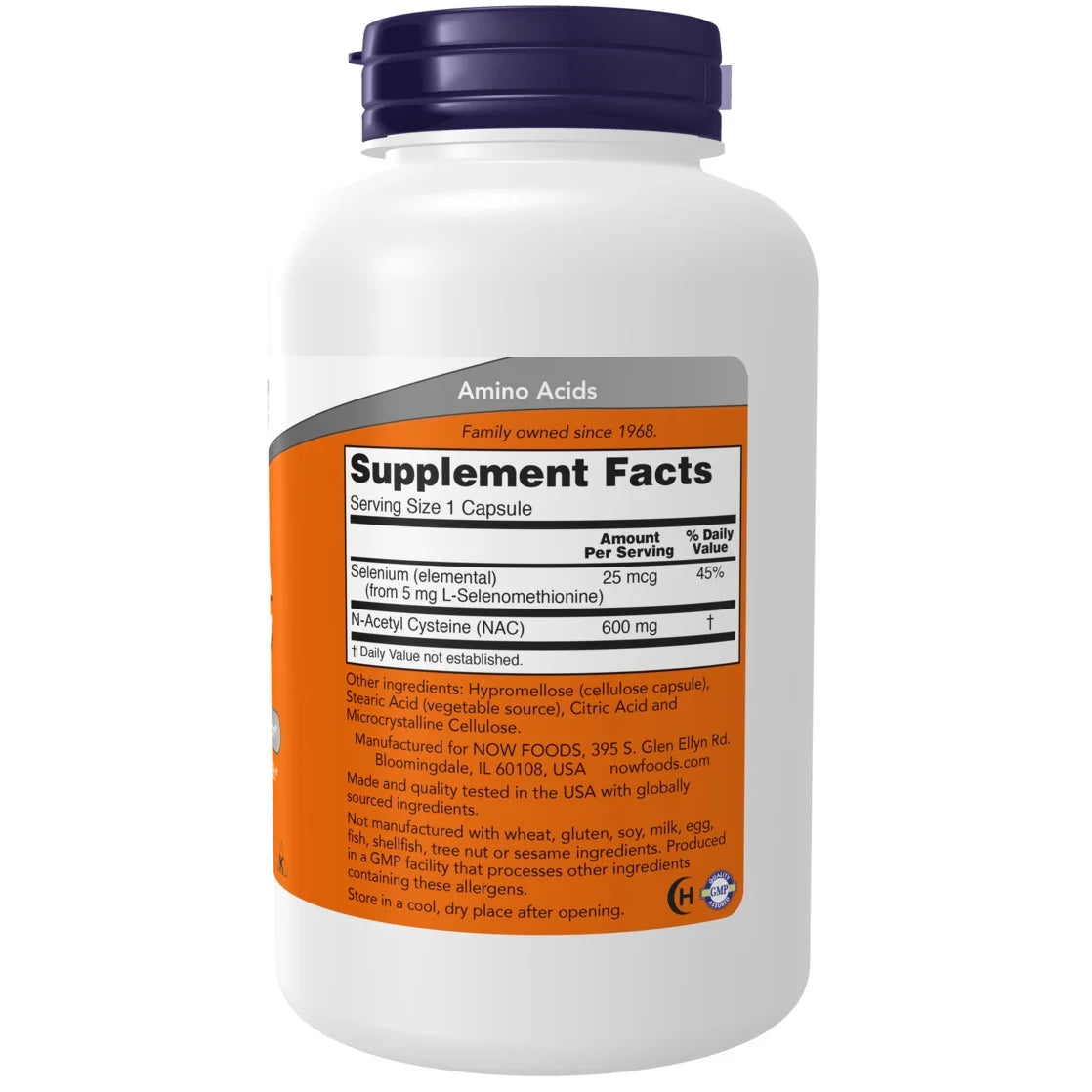 Supplements, NAC (N-Acetyl-Cysteine) with Selenium Capsules, 1000 Mg, 250 Count