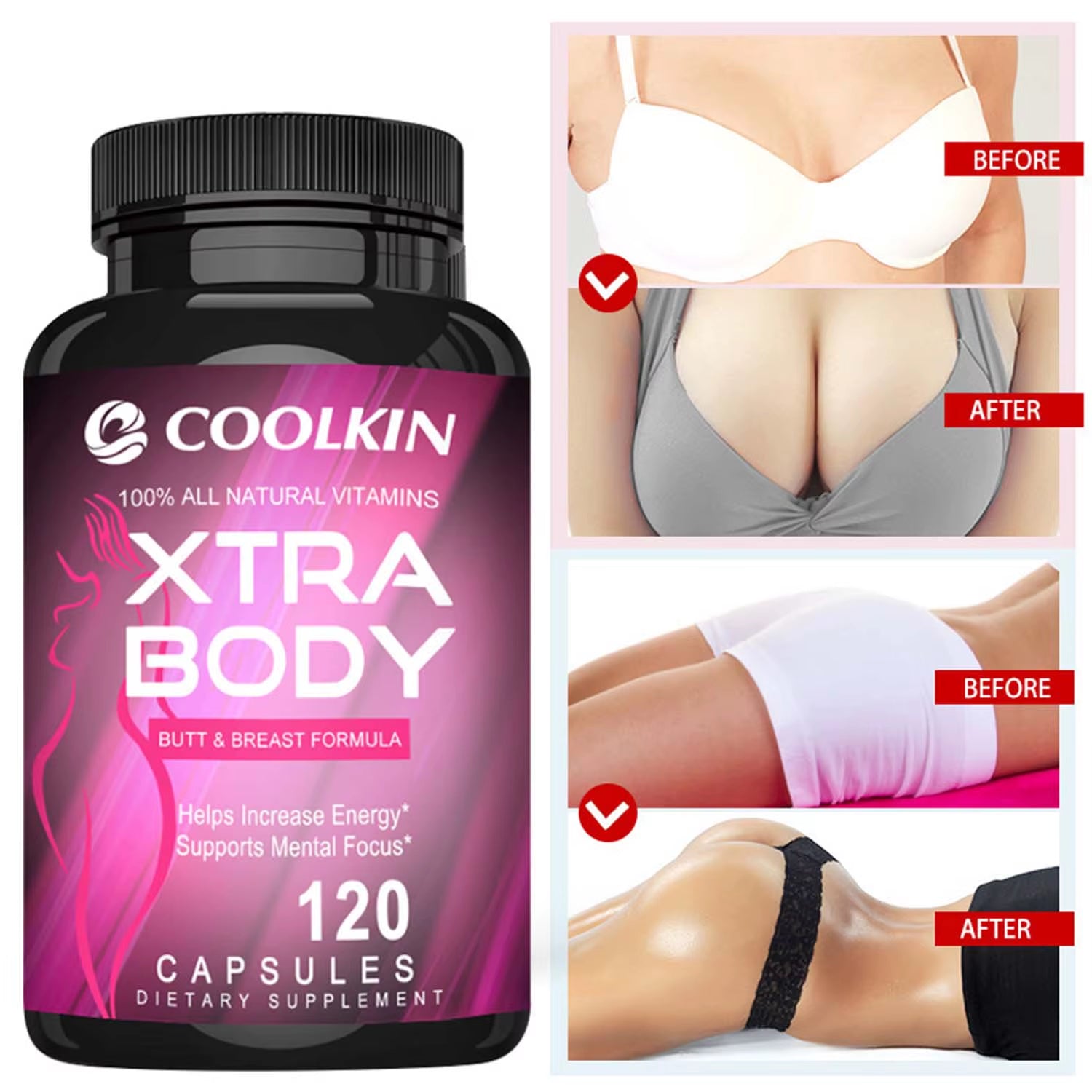 Women'S Health Supplements - Enhance Natural Curves, Anti-Sagging - 120 Capsules
