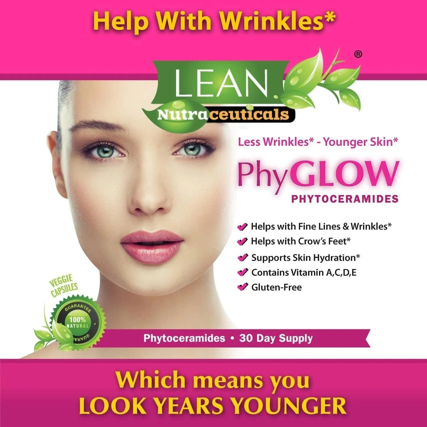 Skin Care Phytoceramides, 90 Day Hydration Focus Super Ceramide Supplements for Women and Men, Wrinkle Support Factor Pills, Give Youth to the Face with Multivitamin A, C, D, E Gluten Free 90 Capsules