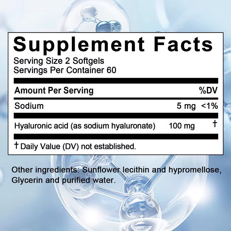 Sodium Hyaluronate Supplements—Antioxidant and Anti-Aging, Supports Skin and Bone Health, Promotes Nutrient Absorption