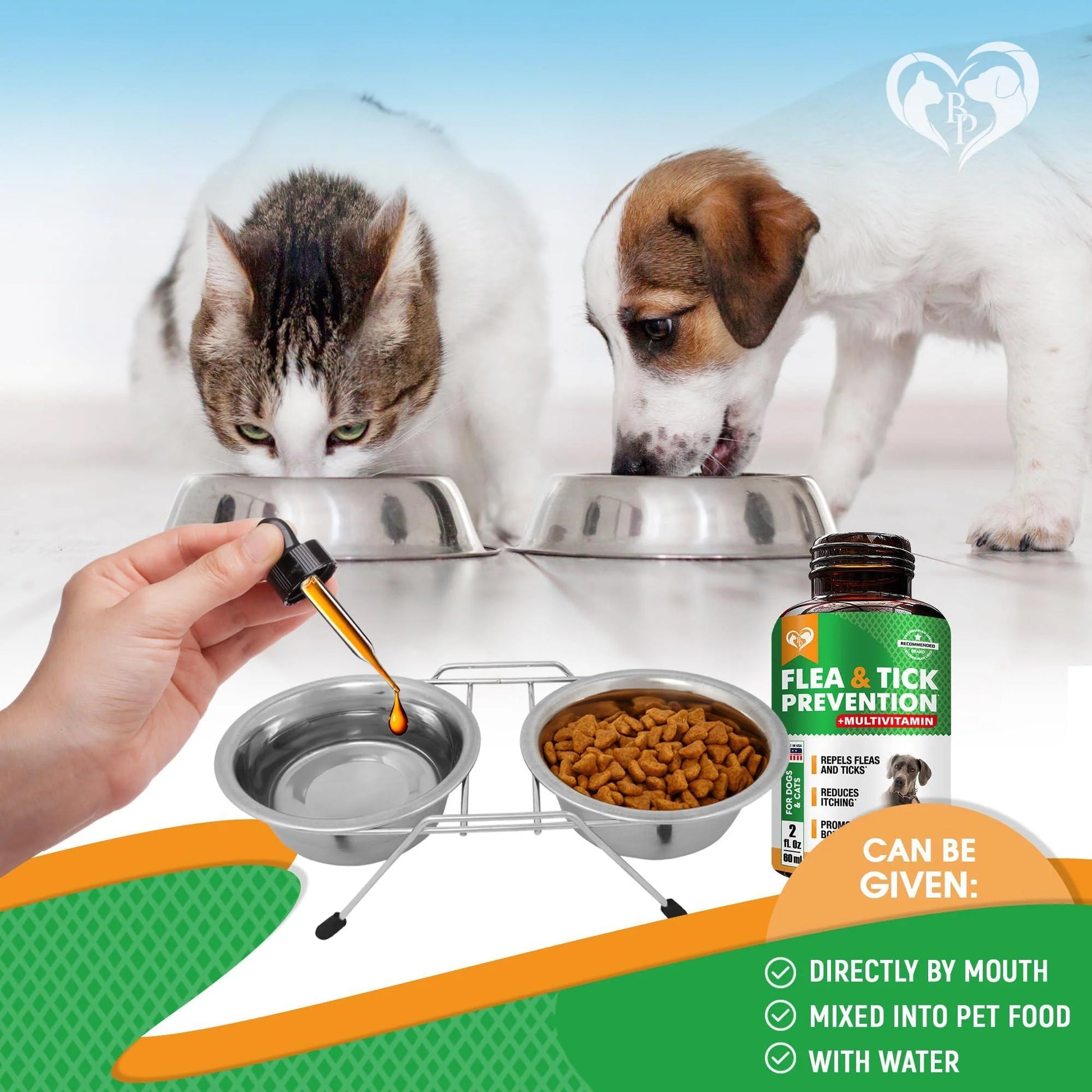 Oral Flea & Tick Prevention for Dogs and Cats Natural Flea Control and Medicine & Treatment for Small and Large Dogs Multivitamin Drops Supplements for Pets Made in USA