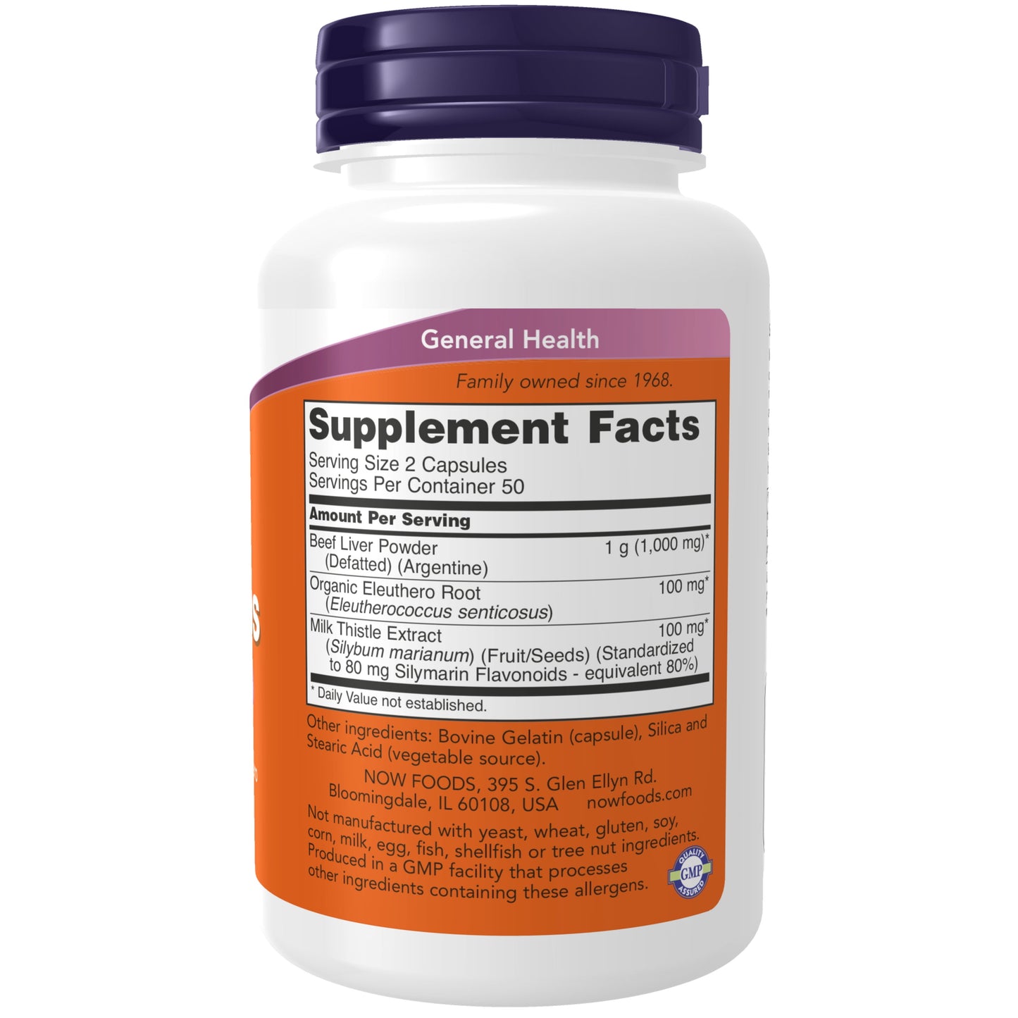 Supplements, Liver Caps with Milk Thistle and Eleuthero, Supports Liver Health*, 100 Capsules