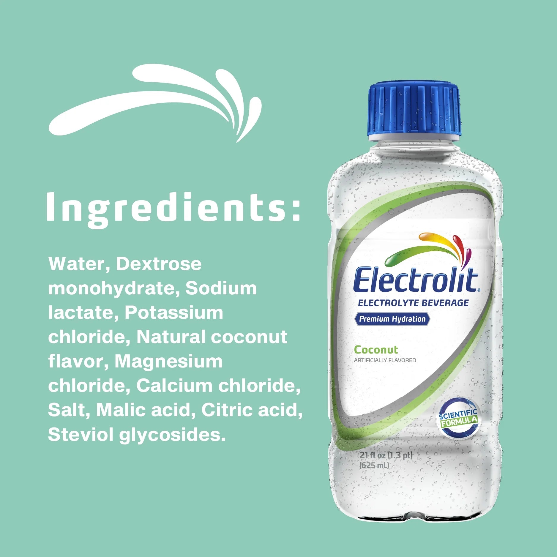 (6 Pack)  Electrolyte Drink, Coconut, 21Oz Bottle