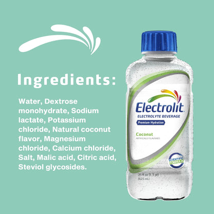(6 Pack)  Electrolyte Drink, Coconut, 21Oz Bottle