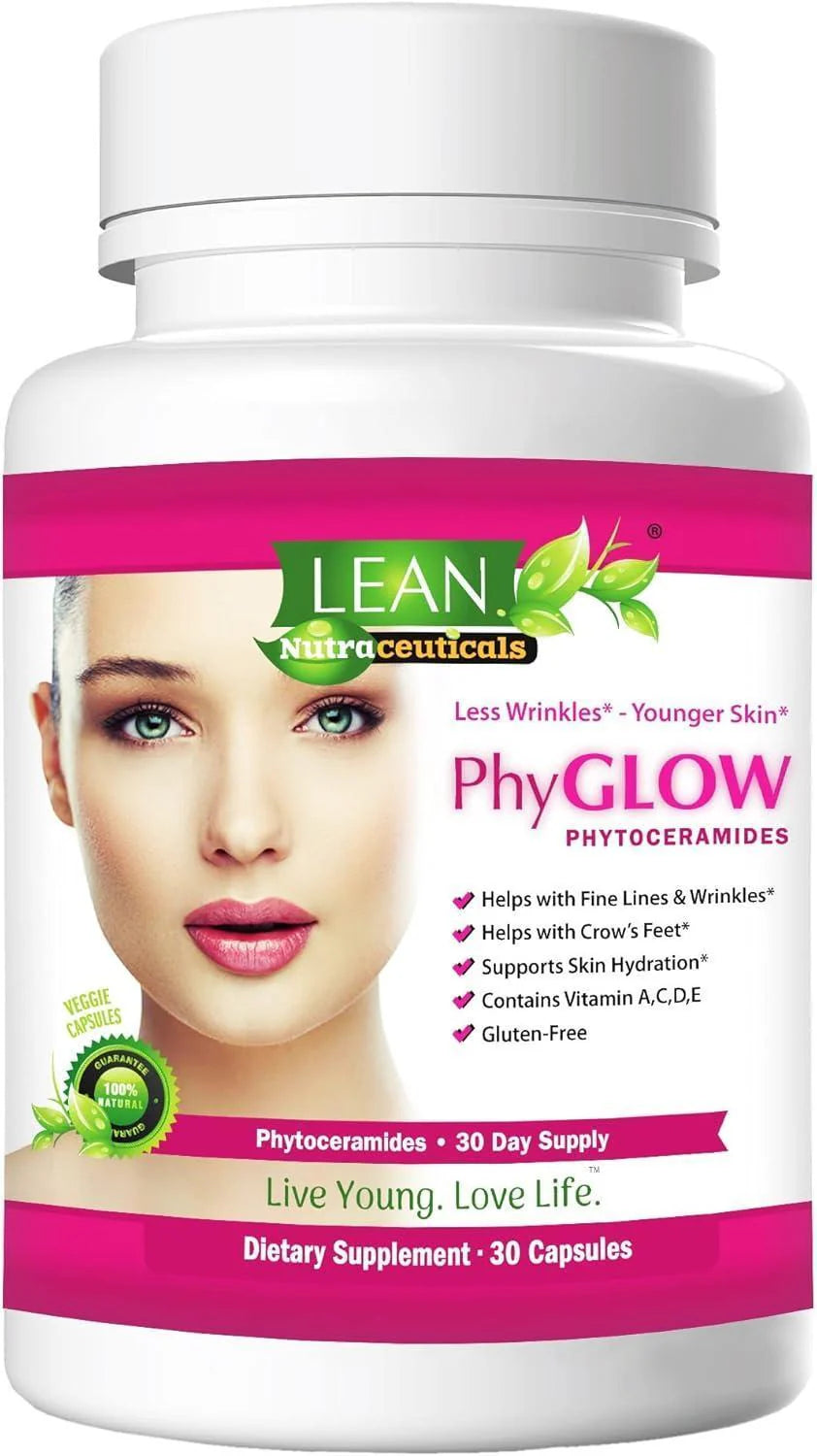 Phytoceramides 350Mg Ceramide Skin Care Hydration Moisture Restoring Beauty Supplement with Multivitamins A, C, D, E, Phyglow Super Vegan anti Aging Wrinkle Support Pills for Women and Men 30 Capsules