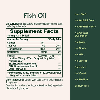 Fish Oil Omega 3 Supplements - Supports Heart Health, 1200 Mg Fish Oil, Omega-3, 200 Softgels (Pack of 1)