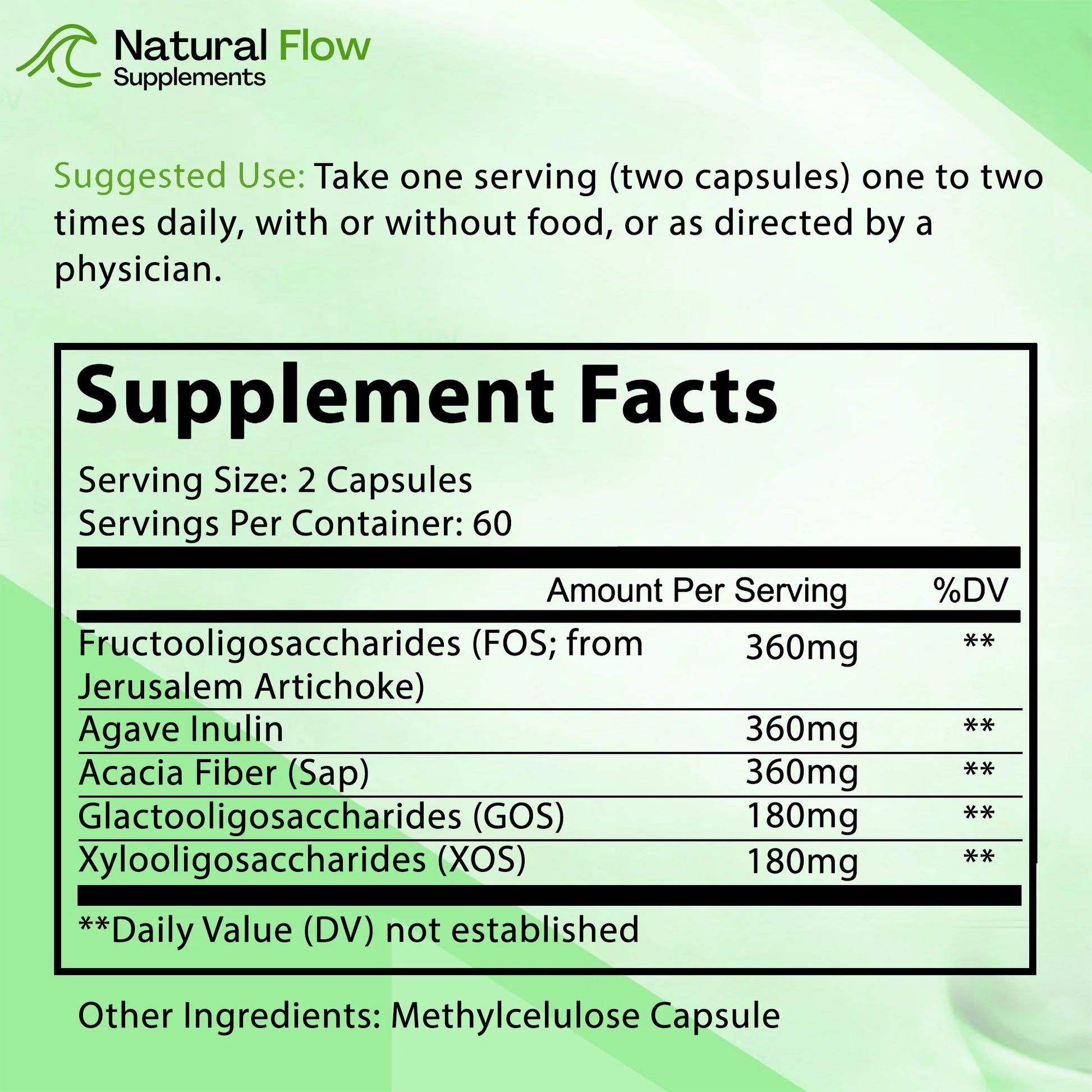 Prebiotic Fiber 5-In-1, XOS, GOS, FOS, Acacia and Agave, 120 Caps
