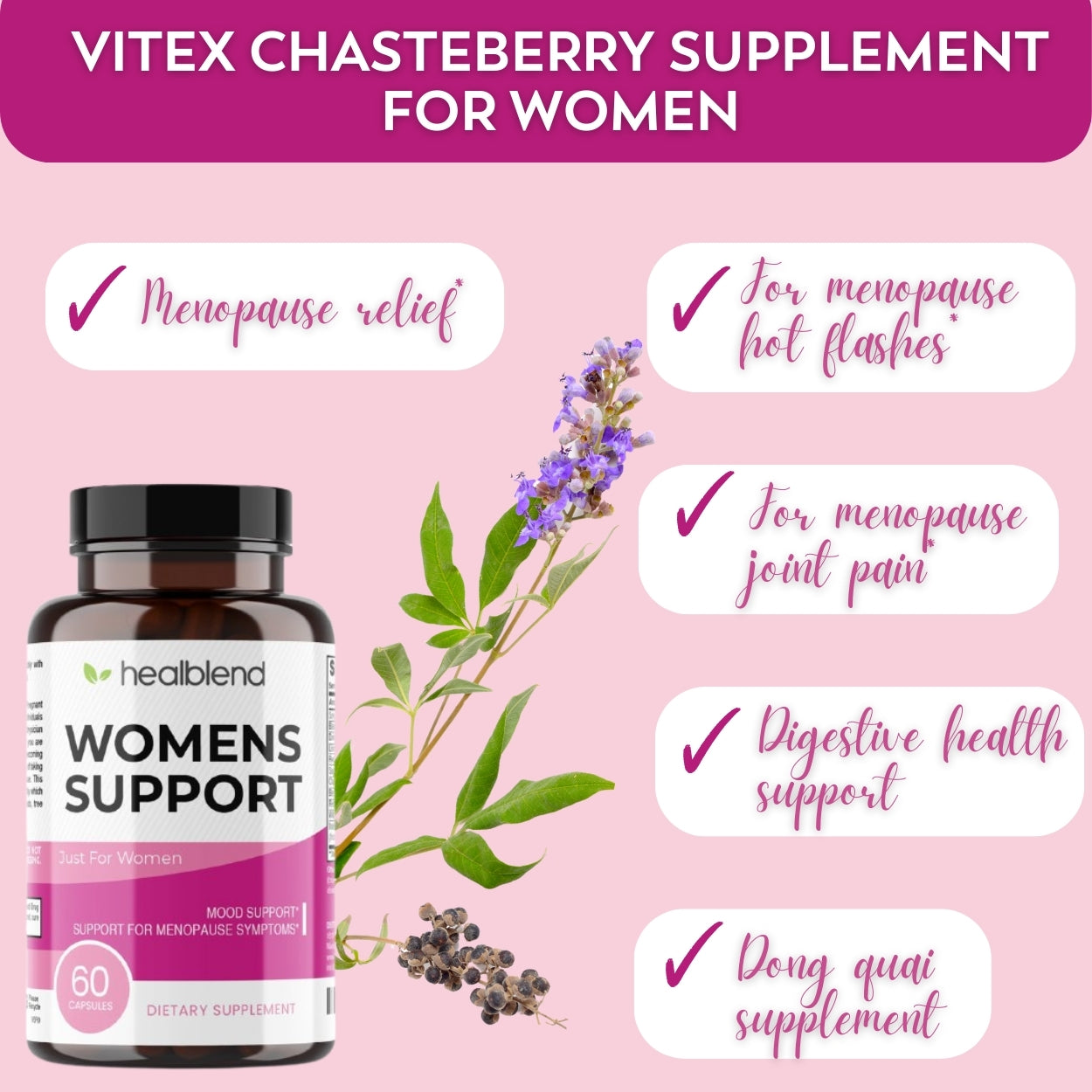 Women'S Support Supplements - Reduces Menopause Symptoms, Hormonal Balance, Promote Healthy Mood - 60 Capsules