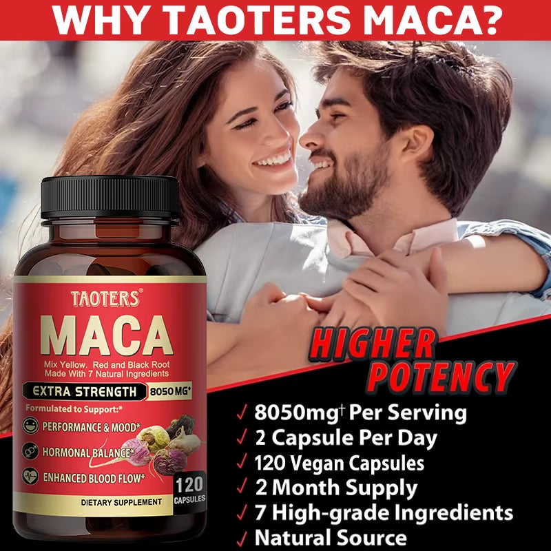 Maca Root Extract Supplements Support Energy, Endurance and Athletic Performance, Mood and Energy.