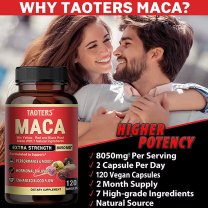 Maca Root Extract Supplements Support Energy, Endurance and Athletic Performance, Mood and Energy.