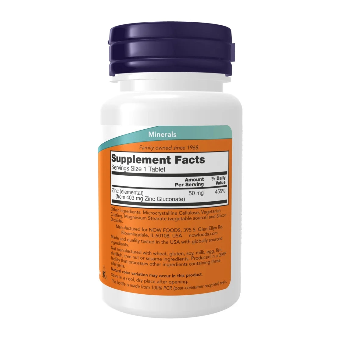 Supplements, Zinc (Zinc Gluconate) 50 Mg, Supports Enzyme Functions*, Immune Support*, 100 Tablets