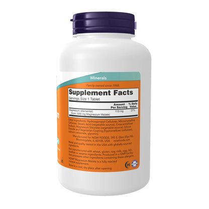 Supplements, Magnesium Malate 1000 Mg, Energy Production*, Nervous System Support*, 180 Tablets
