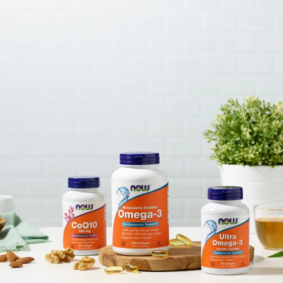 Supplements, Omega-3 180 EPA / 120 DHA, Molecularly Distilled, Cardiovascular Support*, 200 Softgels